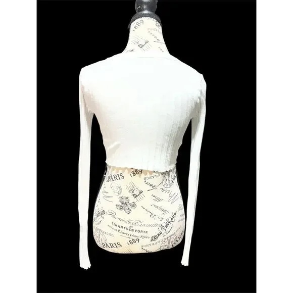 Cotton Citizen White Cropped Long Sleeve Robed Shirt Size XS NEW - Picture 3 of 4